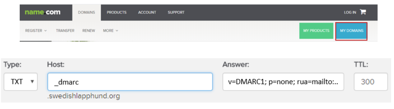 Publish a DMARC Record on name.com in these 3 easy steps