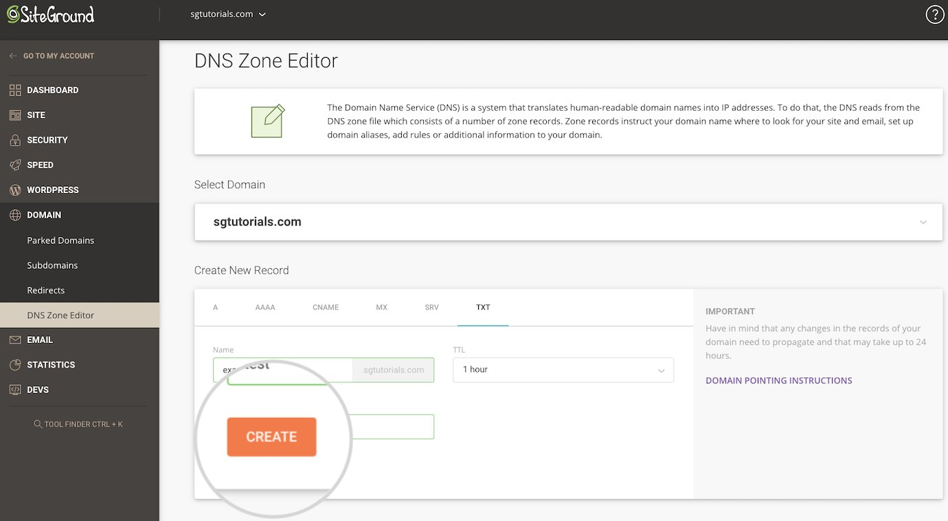 3 simple steps to publish your DMARC Record on Siteground