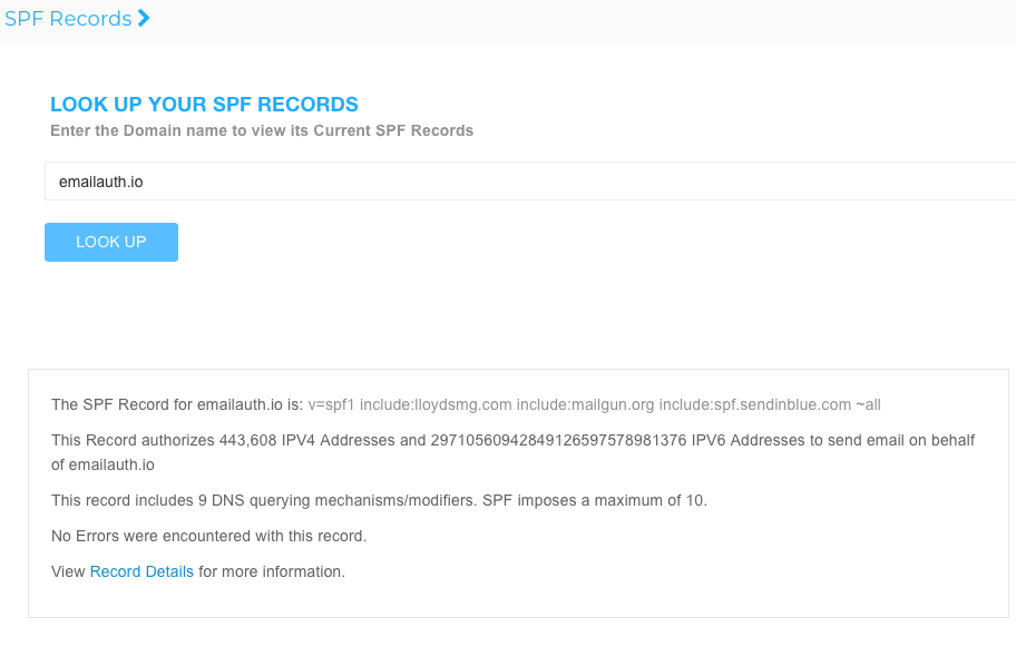 Validating an SPF record